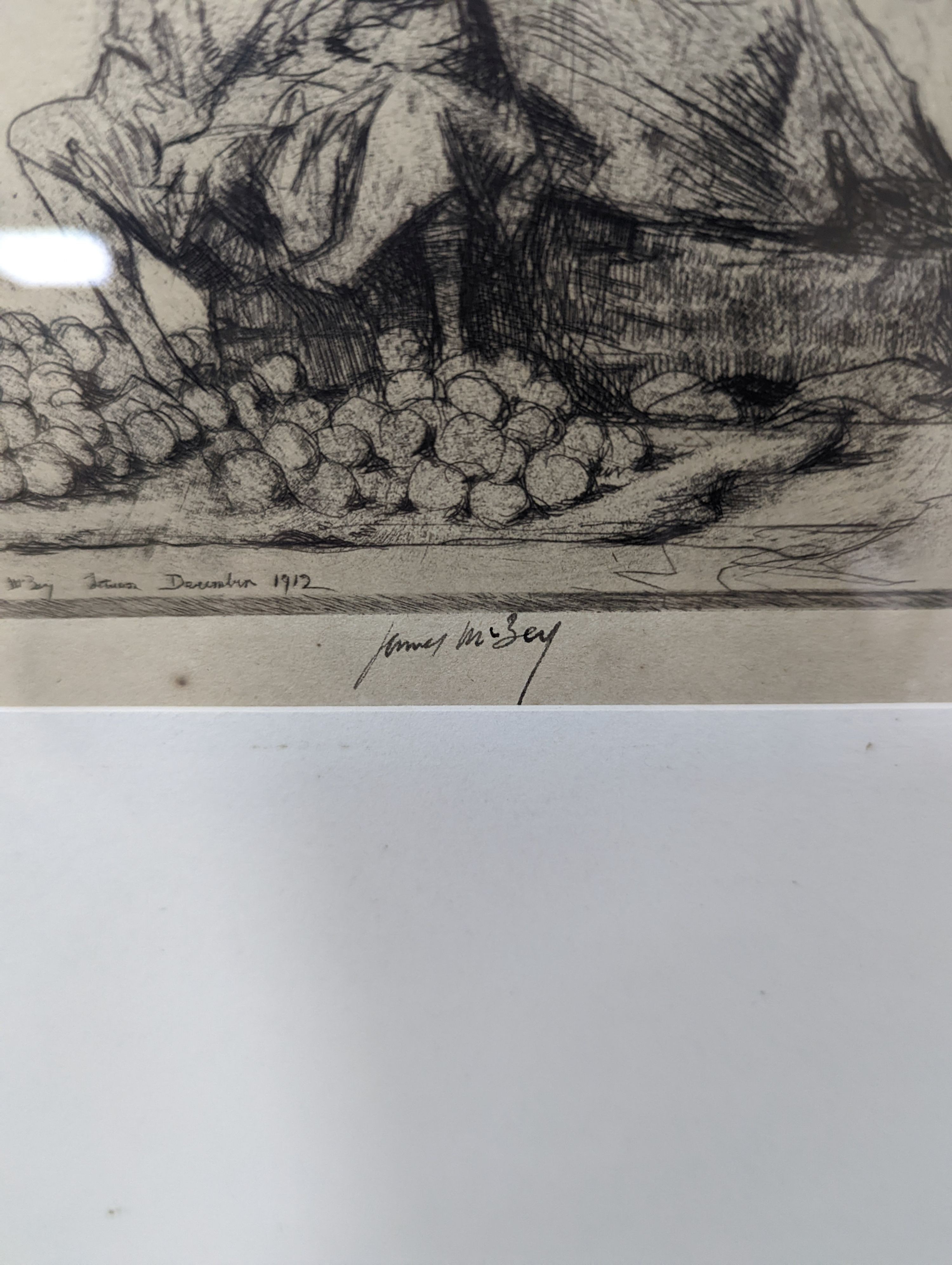 James McBey (1883-1959), etching, The Orange Seller, signed and numbered '34, 14 x 25cm